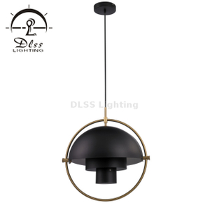 Lampe Design Noir Luminaire Suspendu Réglable en Métal pour Cuisine